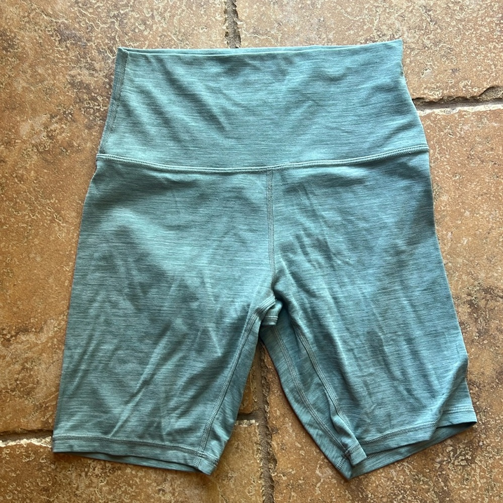 Lululemon bike shorts 7 inch length, soft sage green color, size 6